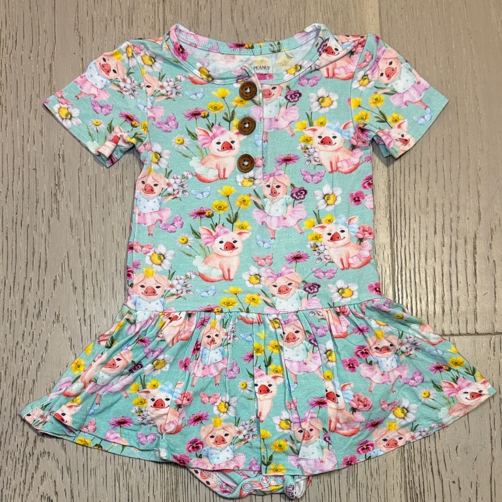 Posh Peanut Aqua Piglet Dress